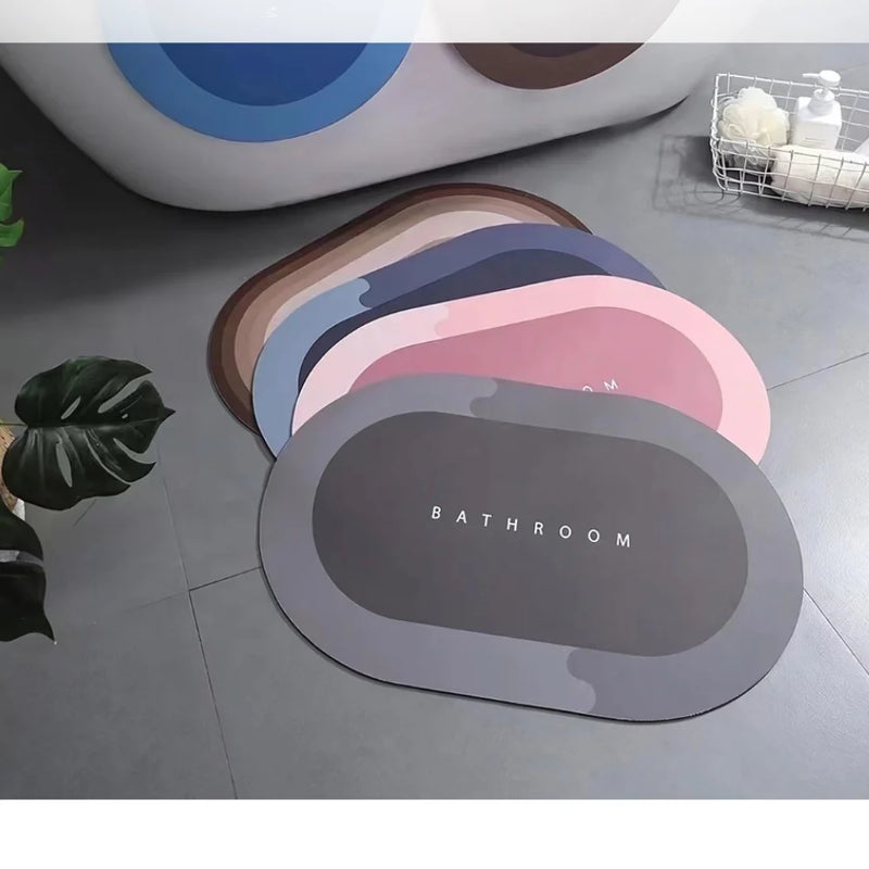 Tapete Oval Secagem Rápida Antiderrapante