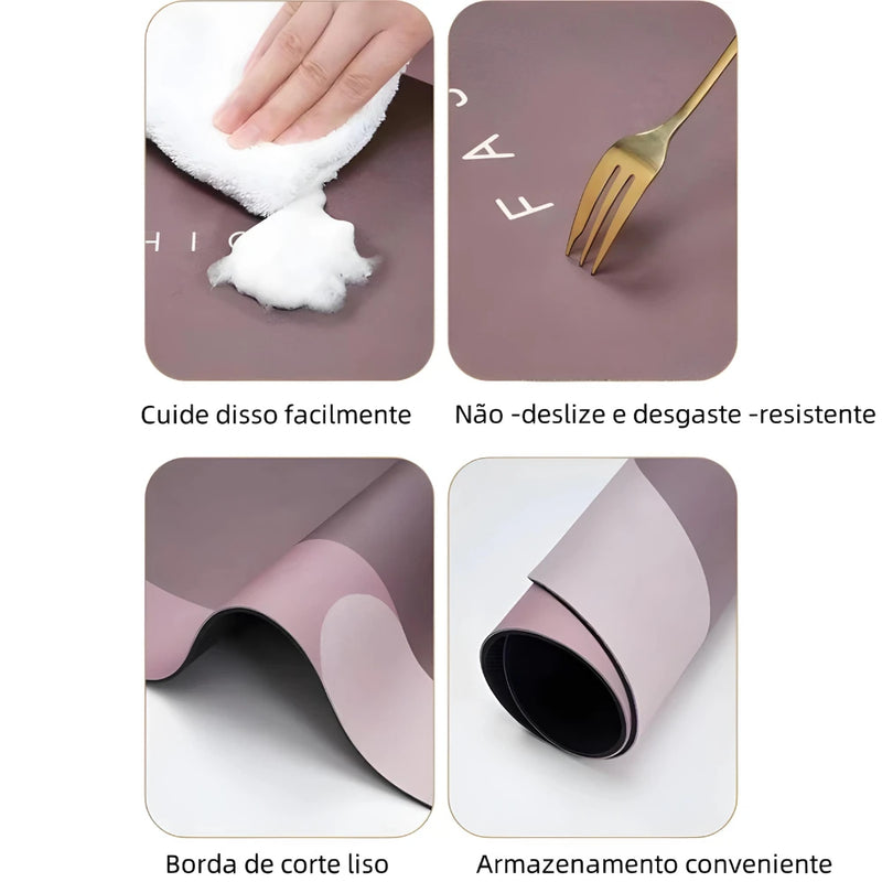 Tapete Oval Secagem Rápida Antiderrapante