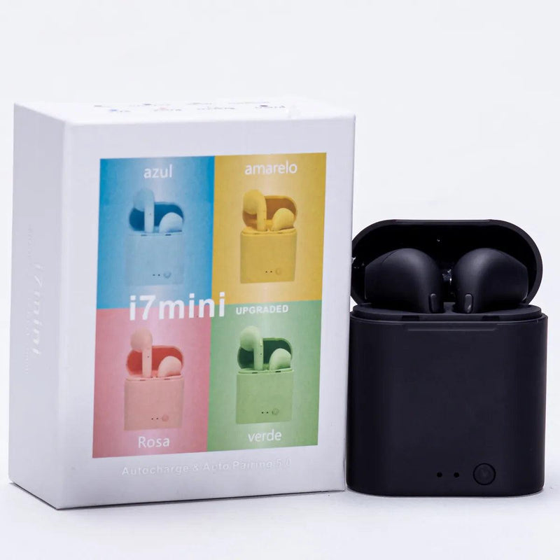 i7Mini TWS 5.0, headset intra-auricular esportivo com microfone, caixa de carregamento. - Falacomigo.com