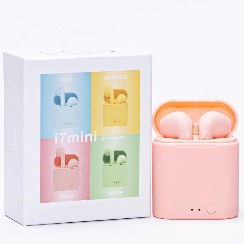 i7Mini TWS 5.0, headset intra-auricular esportivo com microfone, caixa de carregamento. - Falacomigo.com
