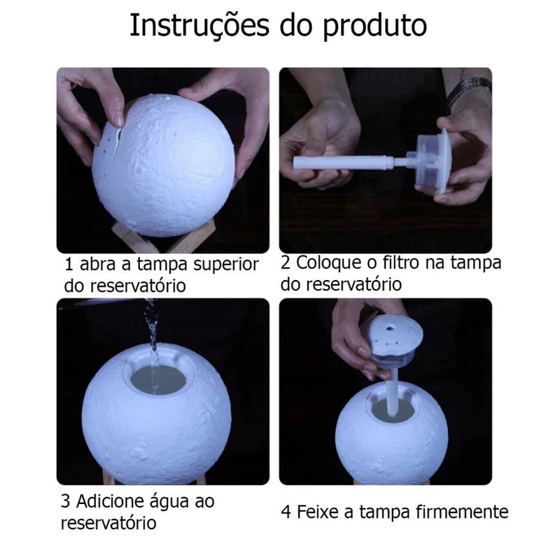 Umidificador Aromatizador Luminária 3D