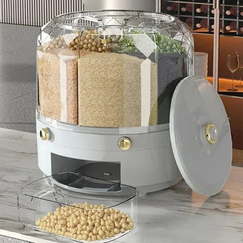 Distribuidor De Arroz Selado Com Rotação De 360 Graus, Cereal E Balde De Grão