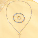 Pulseira Preta +Anel e Colar Cruz Masculino