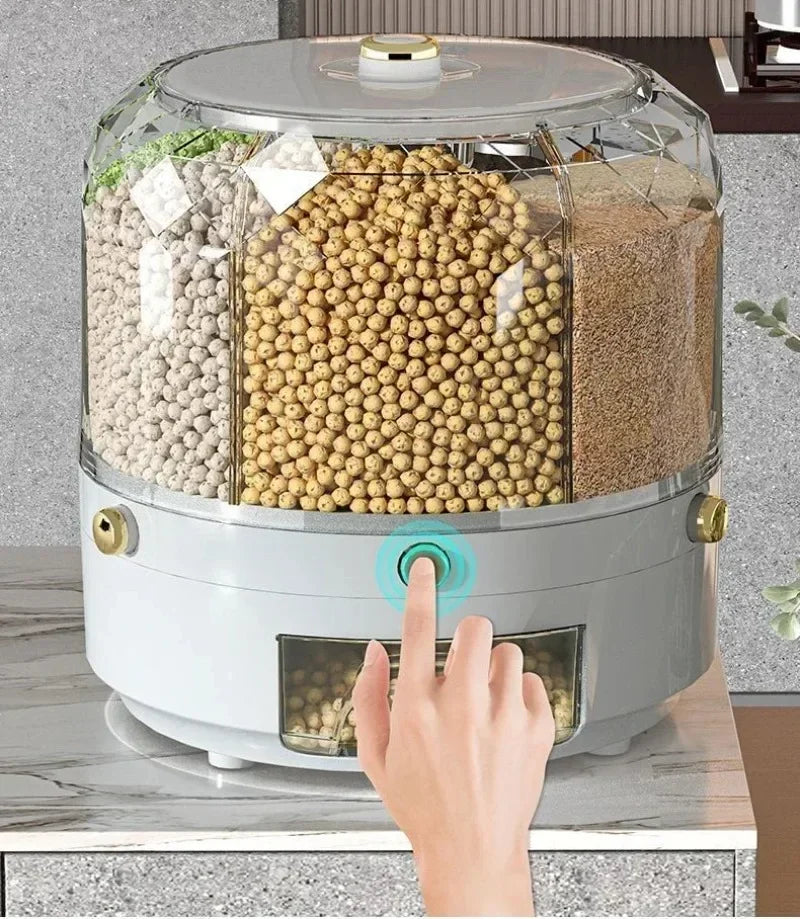 Distribuidor De Arroz Selado Com Rotação De 360 Graus, Cereal E Balde De Grão