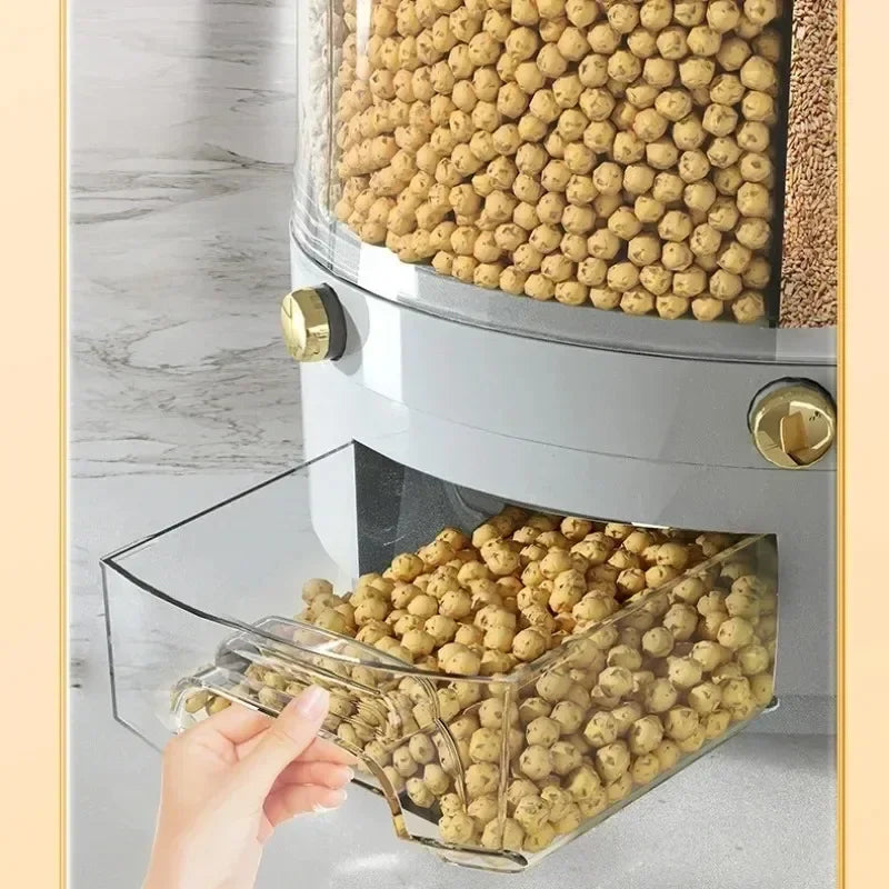 Distribuidor De Arroz Selado Com Rotação De 360 Graus, Cereal E Balde De Grão
