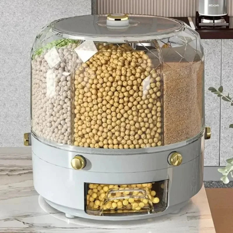 Distribuidor De Arroz Selado Com Rotação De 360 Graus, Cereal E Balde De Grão