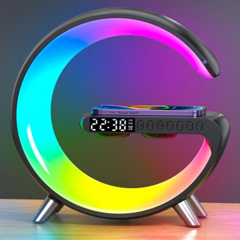 Luminária, Abajur, Caixa de som, Carregador sem fio e Despertador Smart Station 2023 - Falacomigo.com